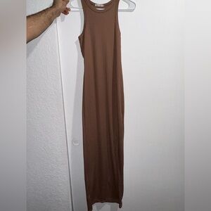 Elegant Brown Sleeveless Maxi Dress